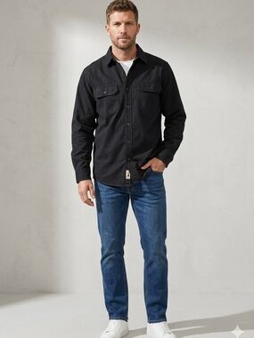 RedHead 100% Cotton Black Button-Front Work Shirt